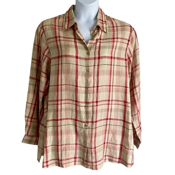 August Max Women's Linen Long Sleeve Button Up Shirt Size 1X NEW NWT - Picture 2 of 9